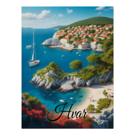Póster de viaje de Hvar Croacia