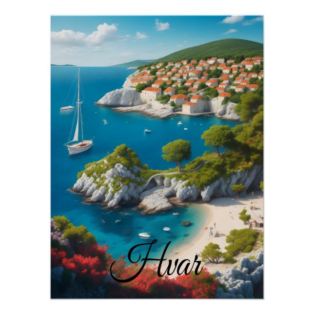 Póster de viaje de Hvar Croacia (Anverso)