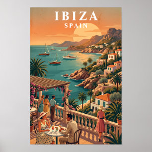 Póster de viaje de Ibiza al estilo vintage Isla es