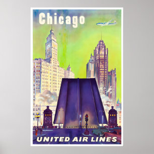 Póster de viaje de Illinois de arte de Chicago Tur