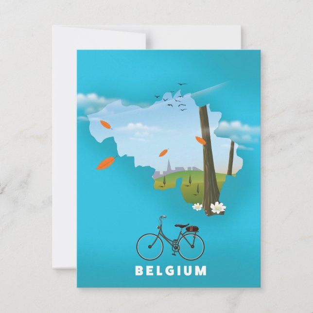 Póster de viaje de impresión del mapa de Bélgica. (Anverso)