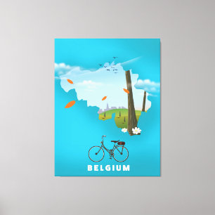 Póster de viaje de impresión del mapa de Bélgica.
