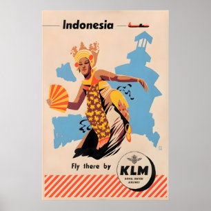 Póster de viaje de Indonesia Arte de Indonesia KLM