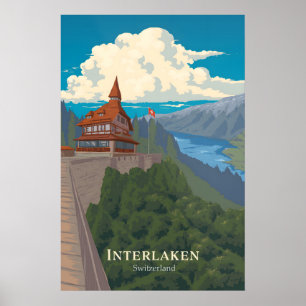 Póster de viaje de Interlaken Suiza