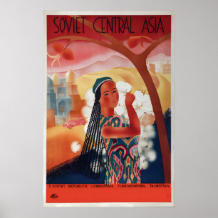 Póster de viaje de Intourist de Asia Central Sovié