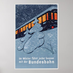 Póster de viaje de invierno de Ferrocarriles Austr