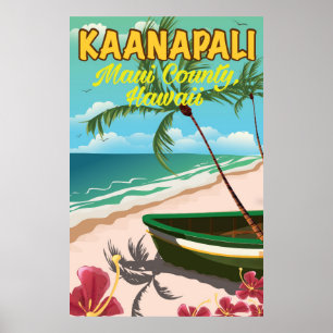 Póster de viaje de Kaanapali Maui County Hawaii