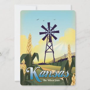 Póster de viaje de Kansas "el Estado del Trigo".