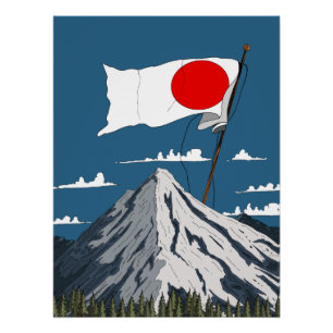 Póster de viaje de la bandera japonesa