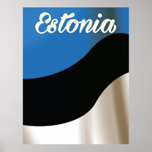 Póster de viaje de la bandera nacional de Estonia