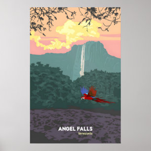 Póster de viaje de la catarata del Ángel Venezuela