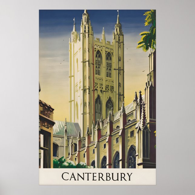 Póster de viaje de la Catedral de Canterbury Ingla (Frente)