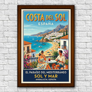 Póster de viaje de la Costa del Sol, España de la