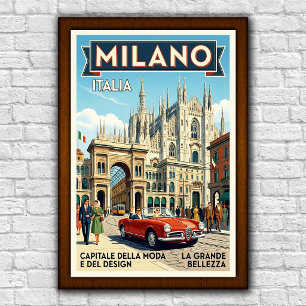 Póster de viaje de la década de 1960 Milán, Italia