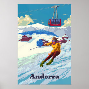 Póster de viaje de la estación de esquí Andorra Pa