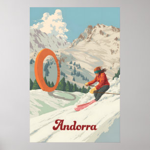 Póster de viaje de la estación de esquí Ordino Arc