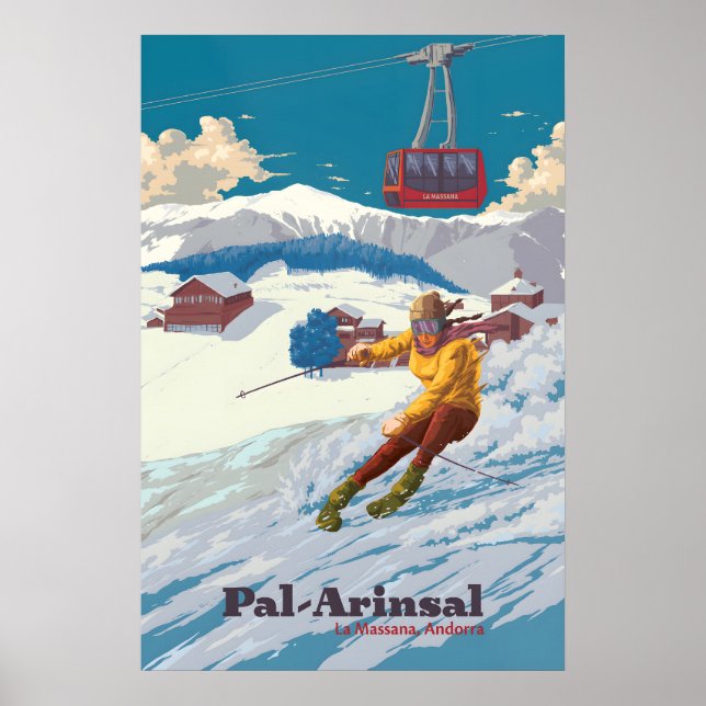 Póster de viaje de la estación de esquí Pal Arinsa (Frente)
