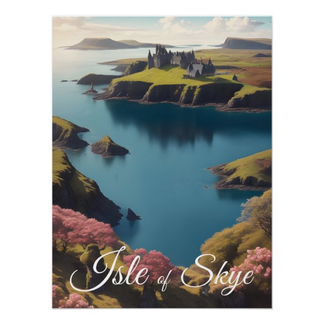 Póster de viaje de la Isla de Skye Escocia (Anverso)