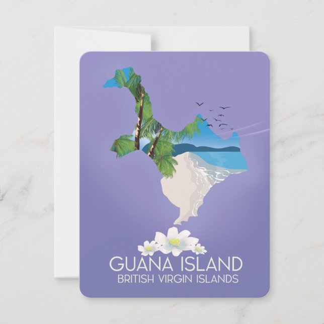 Póster de viaje de la Isla Guana Islas Vírgenes Br (Anverso)