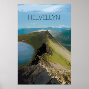 Póster de viaje de la montaña Helvellyn