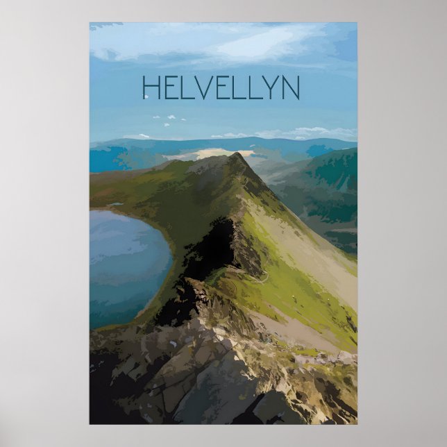 Póster de viaje de la montaña Helvellyn (Frente)