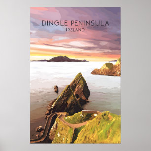 Póster de viaje de la península de Dingle Irlanda