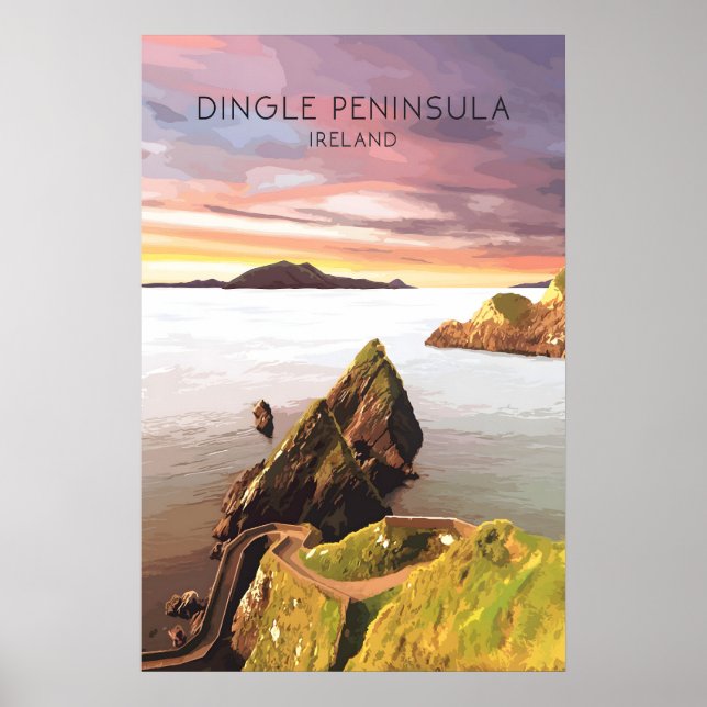 Póster de viaje de la península de Dingle Irlanda (Frente)