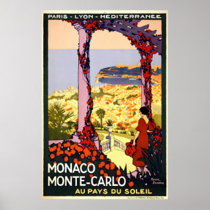 Póster de viaje de la playa de Monte-Carlo Mónaco