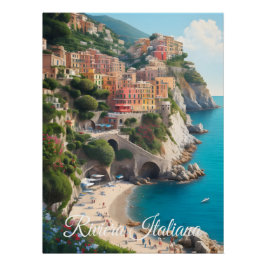 Póster de viaje de la Riviera Italiana