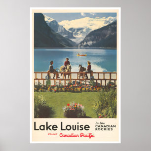 Póster de viaje de Lake Louise Arte de pesca retro