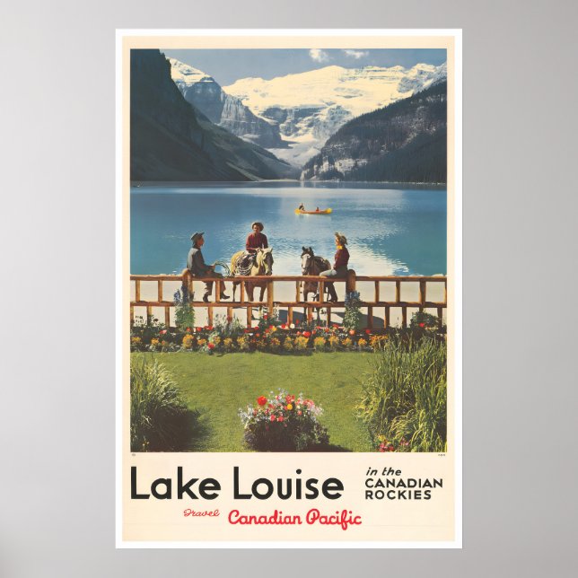 Póster de viaje de Lake Louise Arte de pesca retro (Frente)