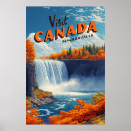 Póster de viaje de las cataratas del Niágara en Ca