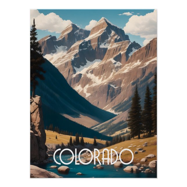 Póster de viaje de las Montañas de Colorado (Anverso)