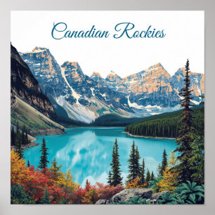 Póster de viaje de las Montañas Rocosas Canadiense