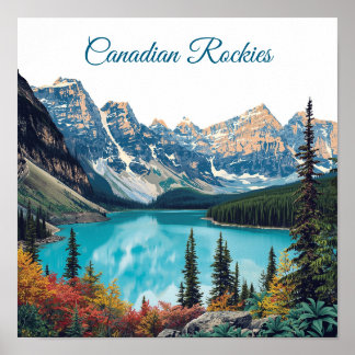 Póster de viaje de las Montañas Rocosas Canadiense