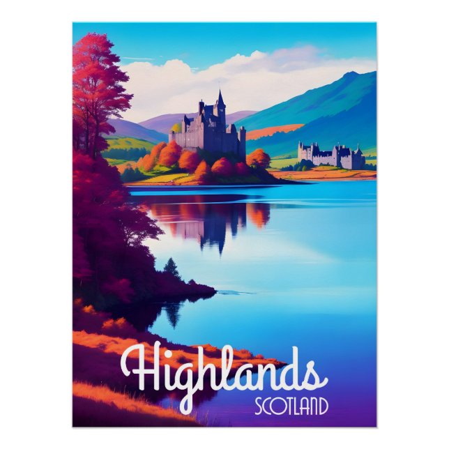 Póster de viaje de las Tierras Altas de Escocia (Anverso)