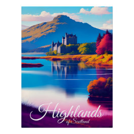 Póster de viaje de las Tierras Altas de Escocia