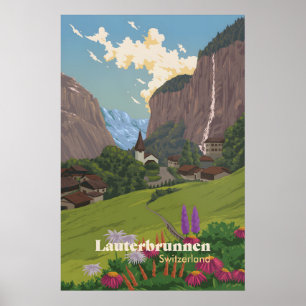 Póster de viaje de Lauterbrunnen Suiza