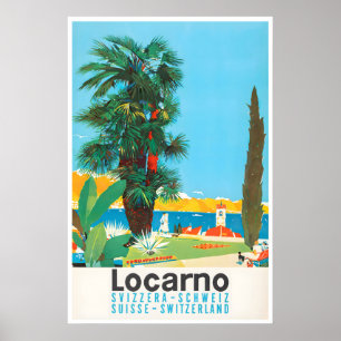 Póster de viaje de Locarno Arte vintage Suiza Esqu