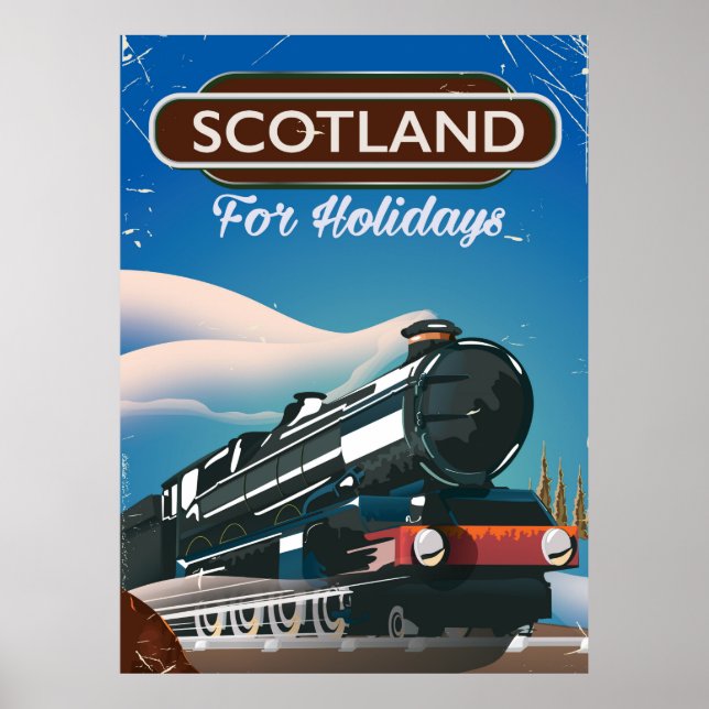 Póster de viaje de locomotora de Escocia (Frente)