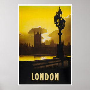 Póster de viaje de Londres Inglaterra Arte Ciudad 