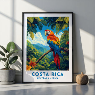 Póster de viaje de loro de Costa Rica Arte de pare