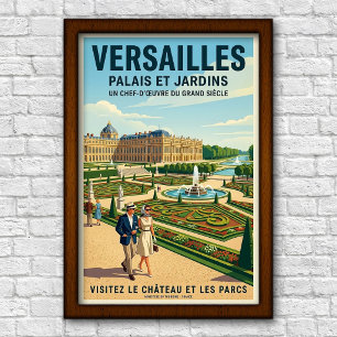 Póster de viaje de los años 60 Versalles, Francia