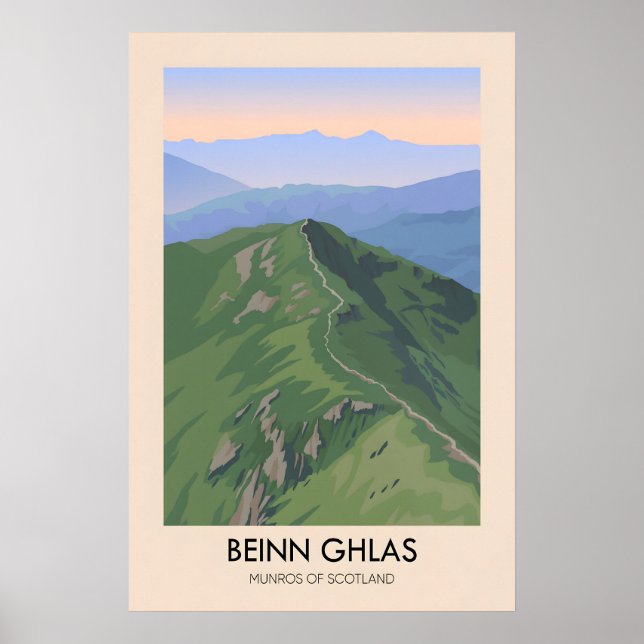 Póster de viaje de los Munros Beinn Ghlas de Escoc (Frente)