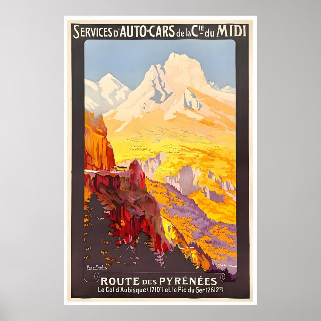 Póster de viaje de los Pirineos Impresión de Españ (Frente)