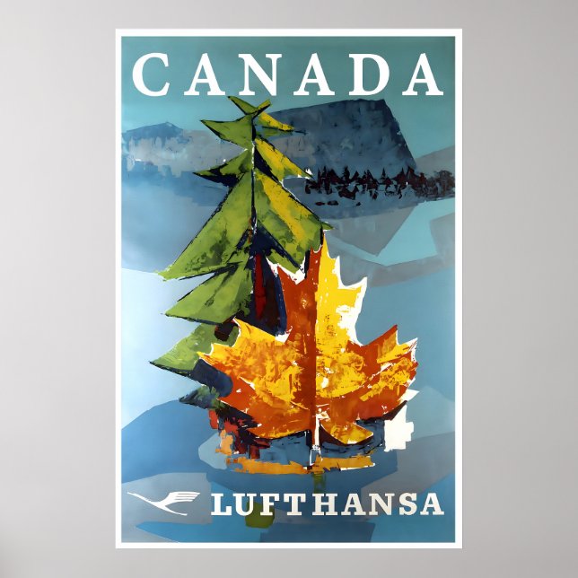 Póster de viaje de Lufthansa arte de Canadá Impres (Frente)