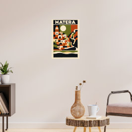 Póster de viaje de Matera Italia Arte geométrico B