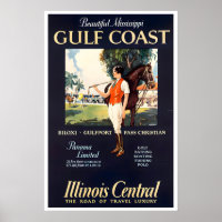 Póster de viaje de Mississippi Polo Arte Costa del