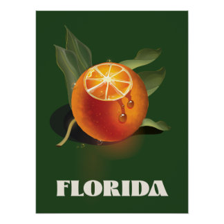 Póster de viaje de naranja de Florida