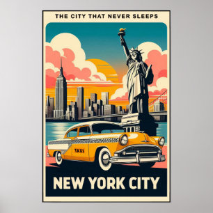 Póster de viaje de Nueva York de 1955